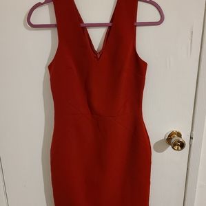Red zip up medium length dress